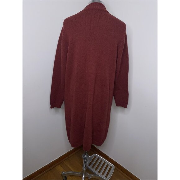 Orvis River Road Long Cardigan Sweater Sz XL Duster Shetland Wool Knit Maroon - Picture 6 of 7